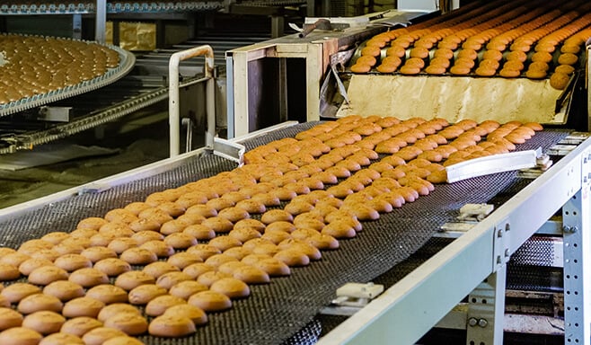 cookies on a conveyor belt